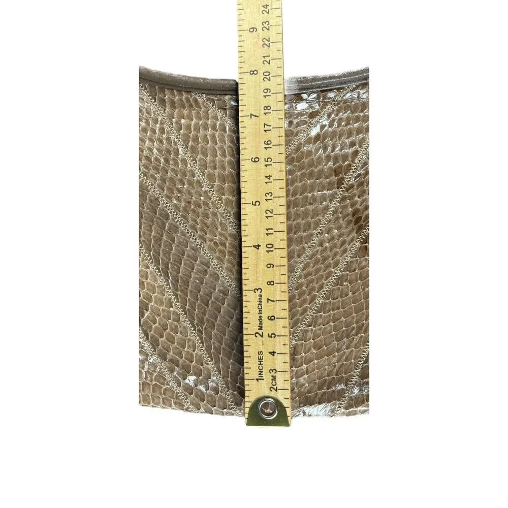 Vintage Venetto Purse Handbag Beige Leather Snake Skin Zip Closure Rare Classic